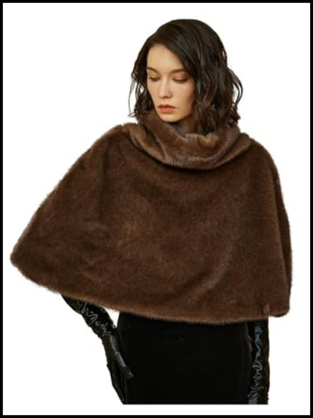 Faux Mink Fur Pullover Cape Shawl Cowl Neck Medieval Short